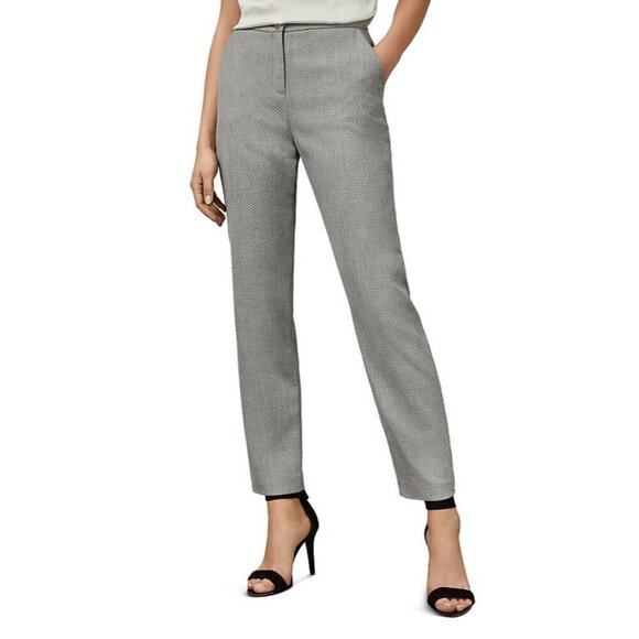 Ted Baker Michaht Textured Pants Light Gray Slim Trousers Career Womens Size 2 - Picture 1 of 12